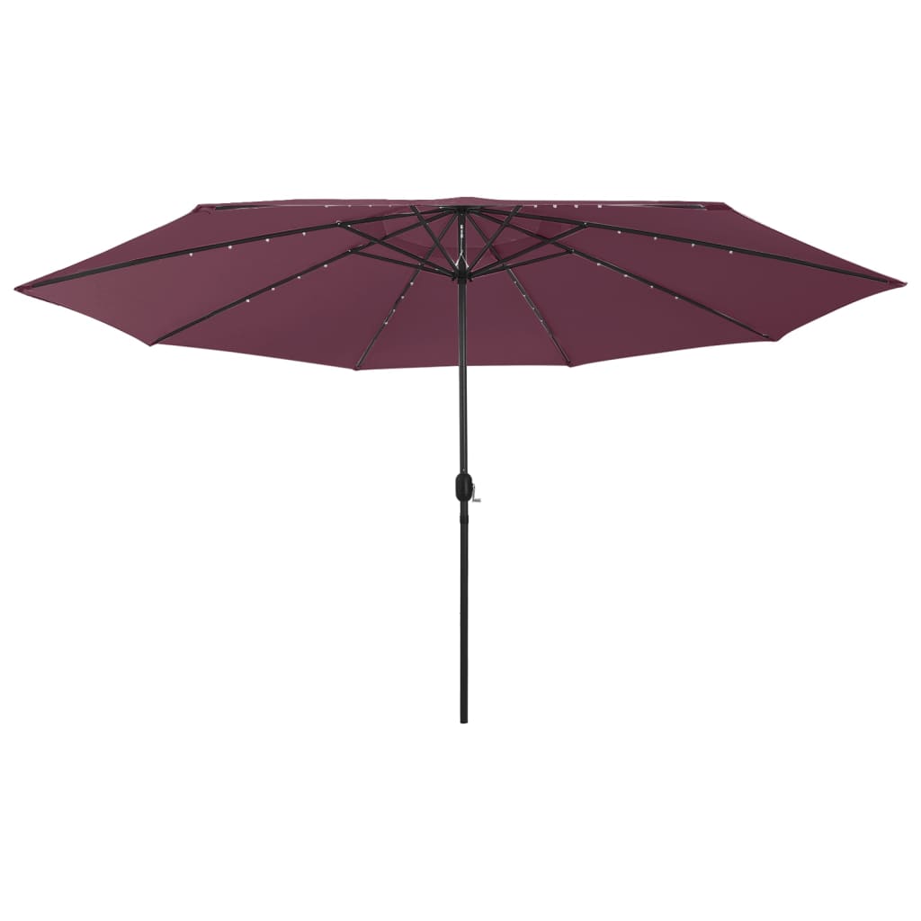 BIDAXL PARASOL MED LED -belysning och metallstång 400 cm Bordeaux röd