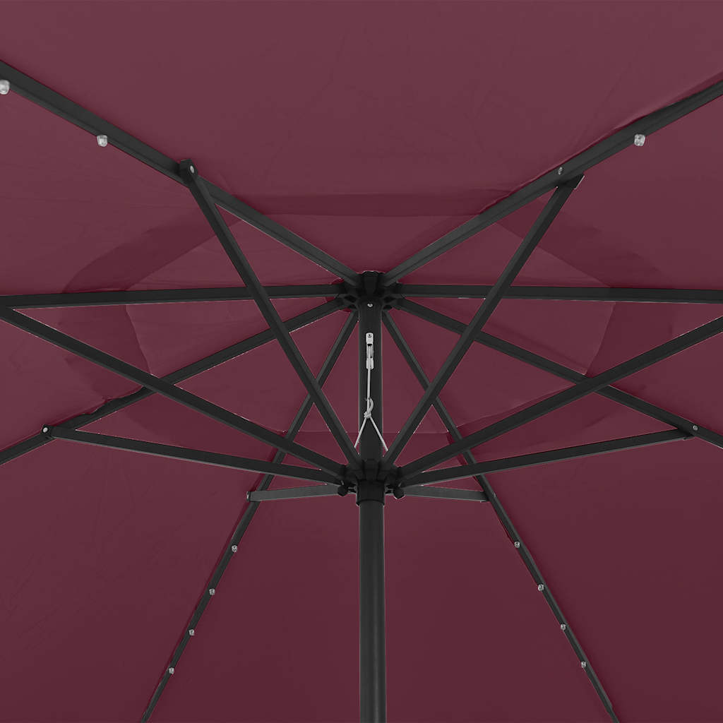 Vidaxl parasol met led-verlichting 400 cm bordeauxrood