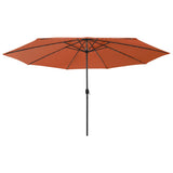 Vidaxl -parasol med LED -belysning metalstang 400 cm terracotta farve