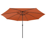 Parasol vidaxl avec éclairage à LED Polaire en métal 400 cm Couleur en terre cuite