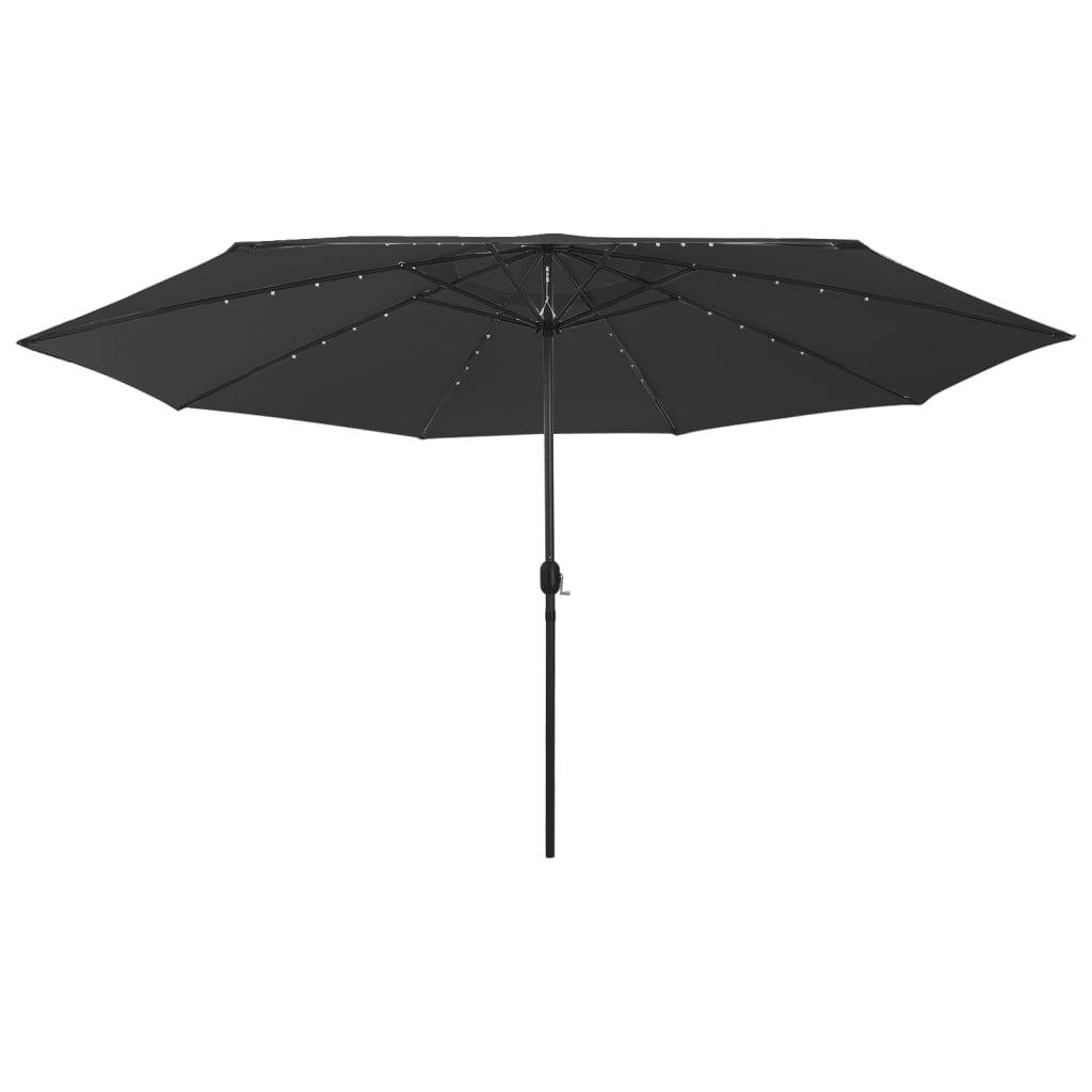 Vidaxl -parasol med LED -belysning og metalstang 400 cm sort