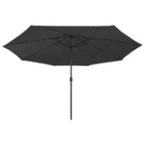 Parasol vidaxl avec éclairage LED et poteau métallique 400 cm noir