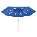 Vidaxl parasol met led-verlichting 400 cm azuurblauw