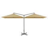 Vidaxl parasol dubbel met stalen paal 600x300 cm taupe