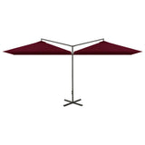Vidaxl parasol dubbel met stalen paal 600x300 cm bordeauxrood