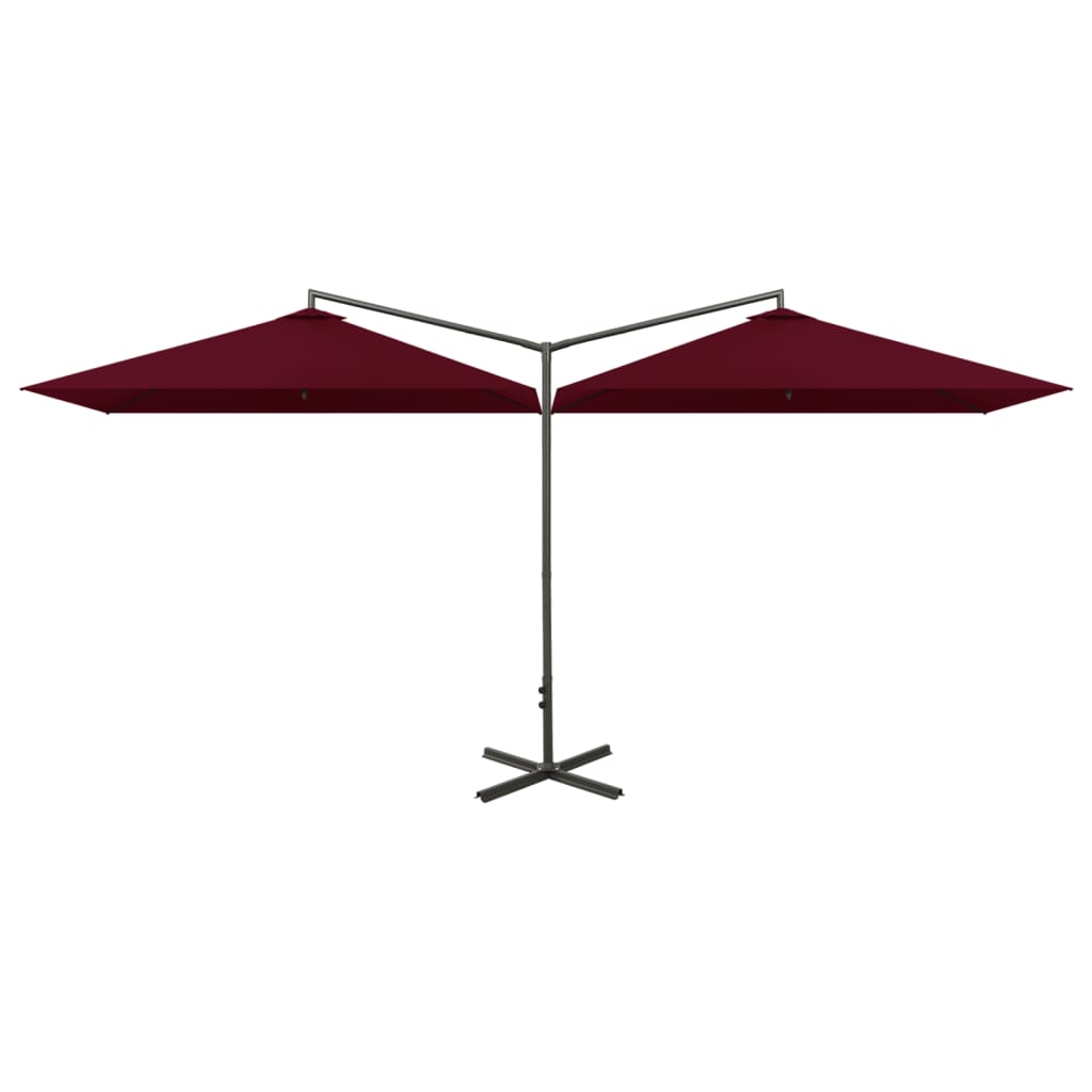 Vidaxl Parasol Double con palo in acciaio 600x300 cm Bordeaux rosso