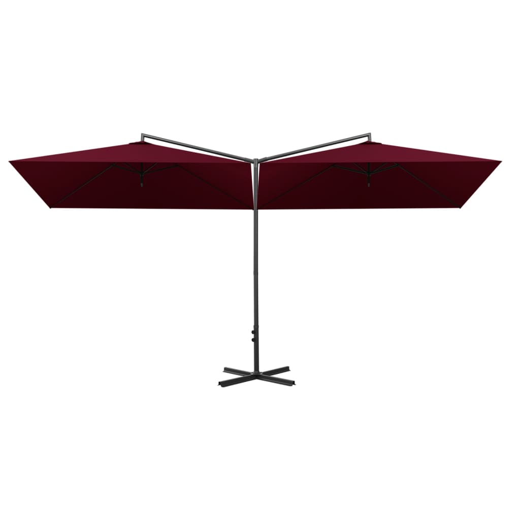 Vidaxl Parasol podwójny ze stalowym biegunem 600x300 cm Bordeaux Red