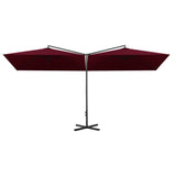 Vidaxl Parasol Double z jeklenim drogom 600x300 cm Bordeaux Red