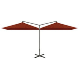 Vidaxl parasol dubbel met stalen paal 600x300 cm terracottakleurig