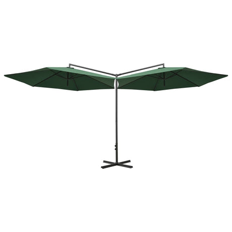 Vidaxl parasol dubbel met stalen paal 600 cm groen