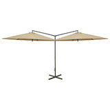 Vidaxl Parasol Double con polo de acero 600 cm Taupe