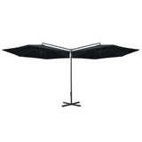 VidaXL Parasol dubbel met stalen paal 600 cm zwart