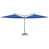 Vidaxl parasol dubbel met stalen paal 600 cm azuurblauw
