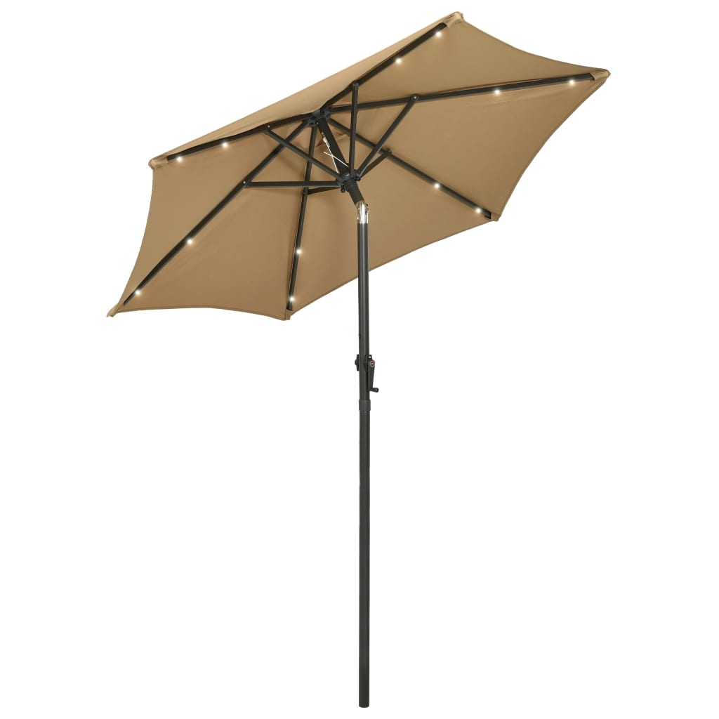 Vidaxl Parasol z oświetleniem LED 200x211 cm aluminiowy taupe