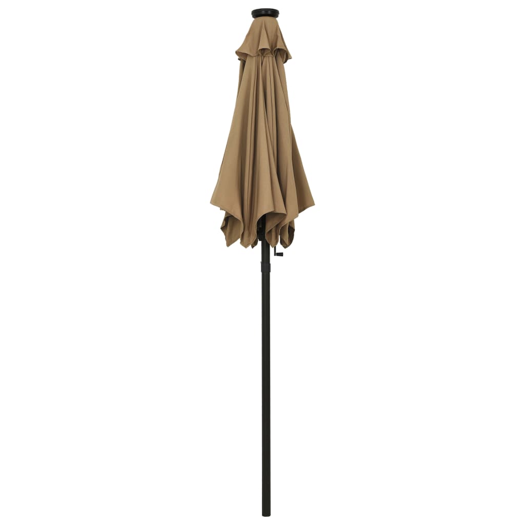 Vidaxl -Parasol mit LED -Beleuchtung 200x211 cm Aluminiumtaupe