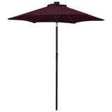 Bidaxl -parasol med LED -belysning 200x211 cm aluminium Bourgogne Red