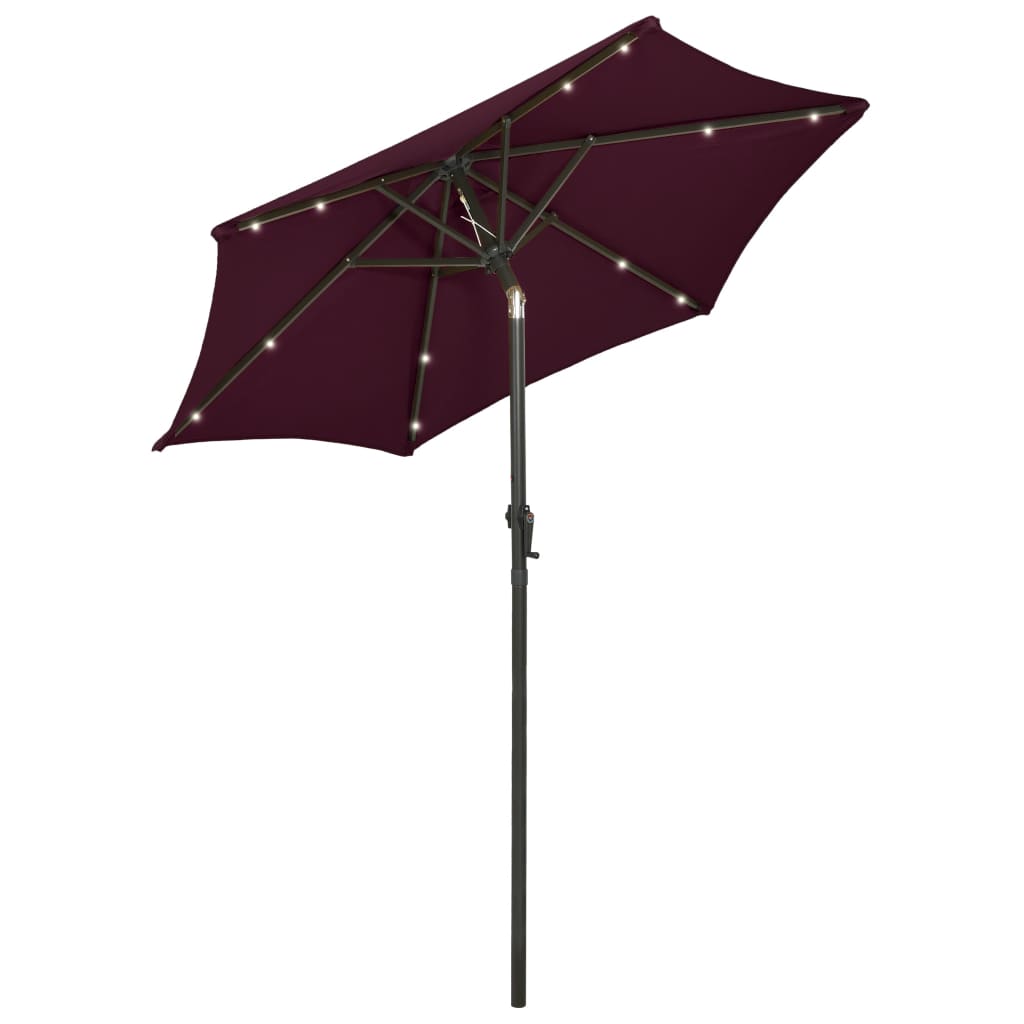 Bidaxl -parasol med LED -belysning 200x211 cm aluminium Bourgogne Red