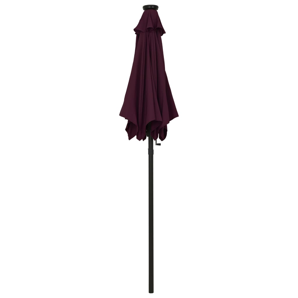 Bidaxl -parasol med LED -belysning 200x211 cm aluminium Bourgogne Red