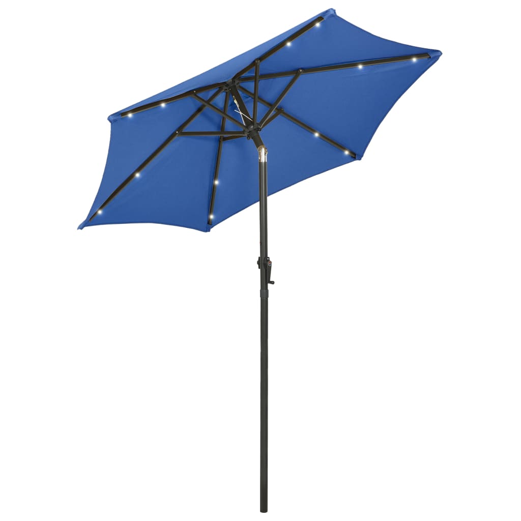 Vidaxl Parasol z LED osvetlitvijo 200x211 cm aluminijasta azure modra