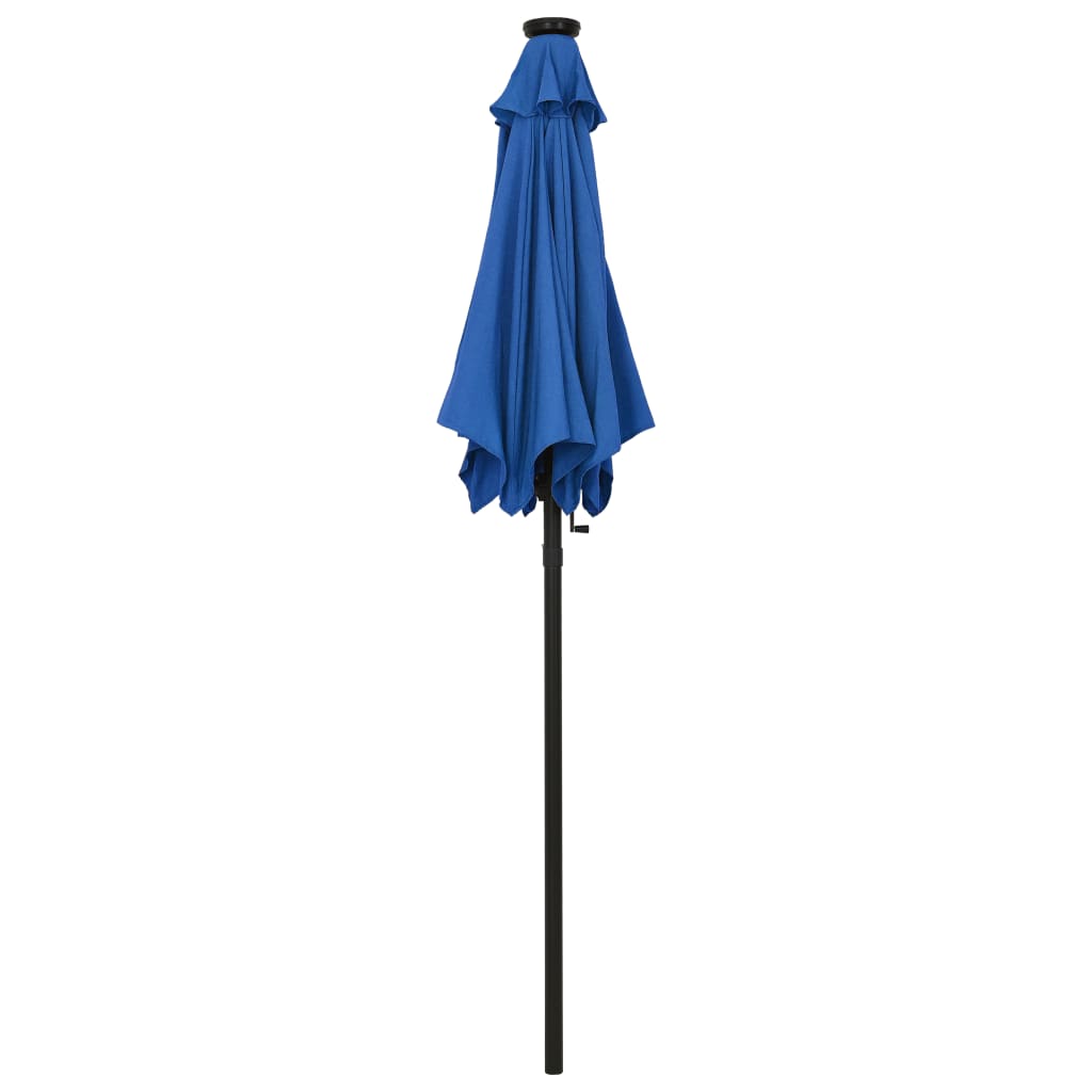 Vidaxl parasol met led-verlichting 200x211 cm aluminium azuurblauw