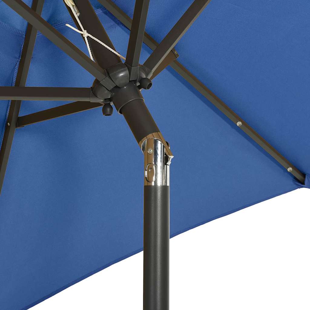 Vidaxl parasol met led-verlichting 200x211 cm aluminium azuurblauw