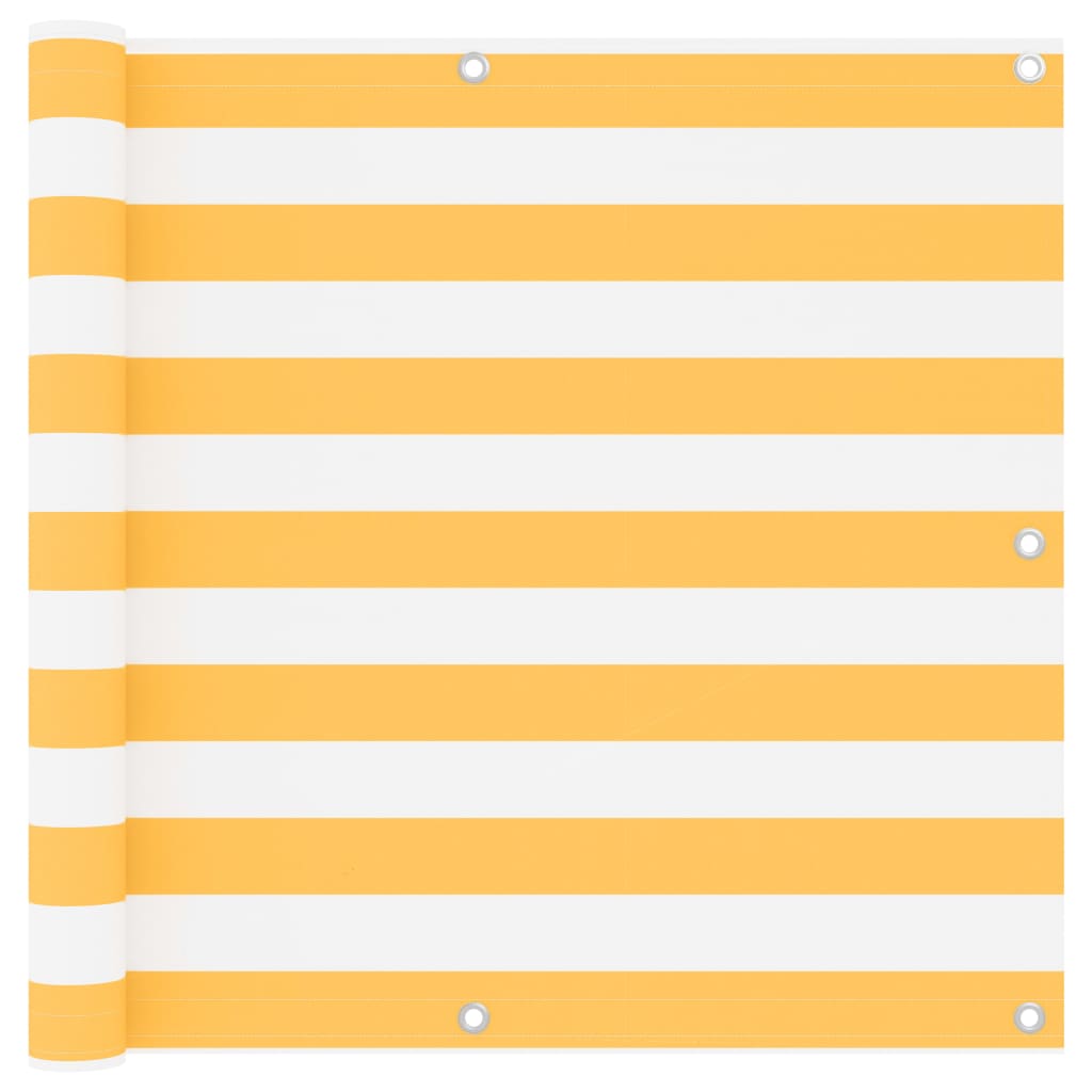 Écran de balcon Vidaxl 90x300 cm Oxford tissu blanc et jaune