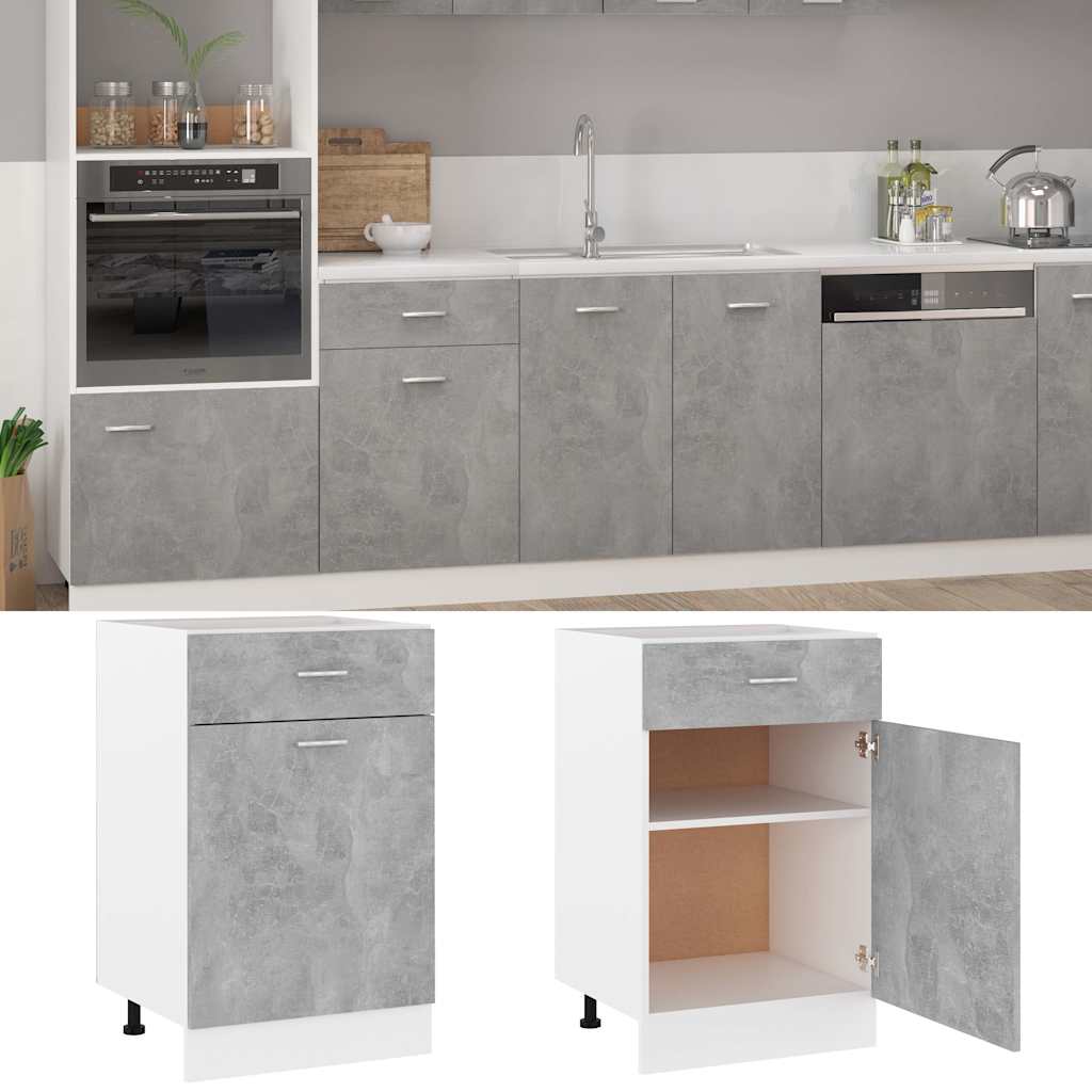 Vidaxl onderkast met lade lyon 50x46x81,5 cm bewerkt hout betongrijs
