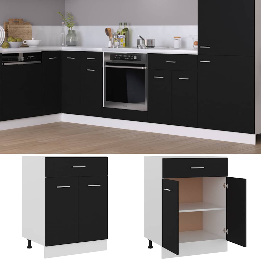 Vidaxl onderkast met lade lyon 60x46x81,5 cm bewerkt hout zwart