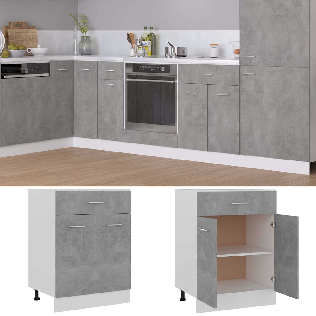 Vidaxl onderkast met lade 60x46x81,5 cm bewerkt hout betongrijs