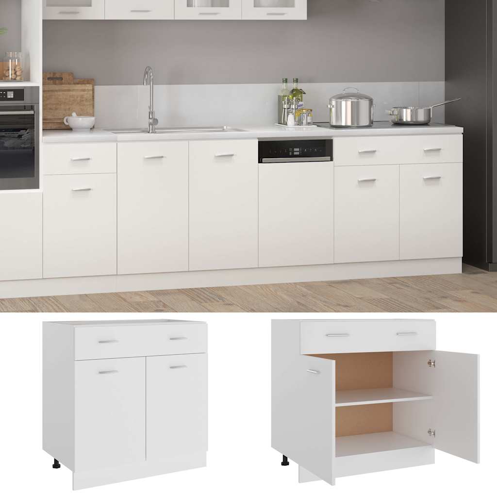 Vidaxl onderkast met lade lyon 80x46x81,5 cm bewerkt hout wit