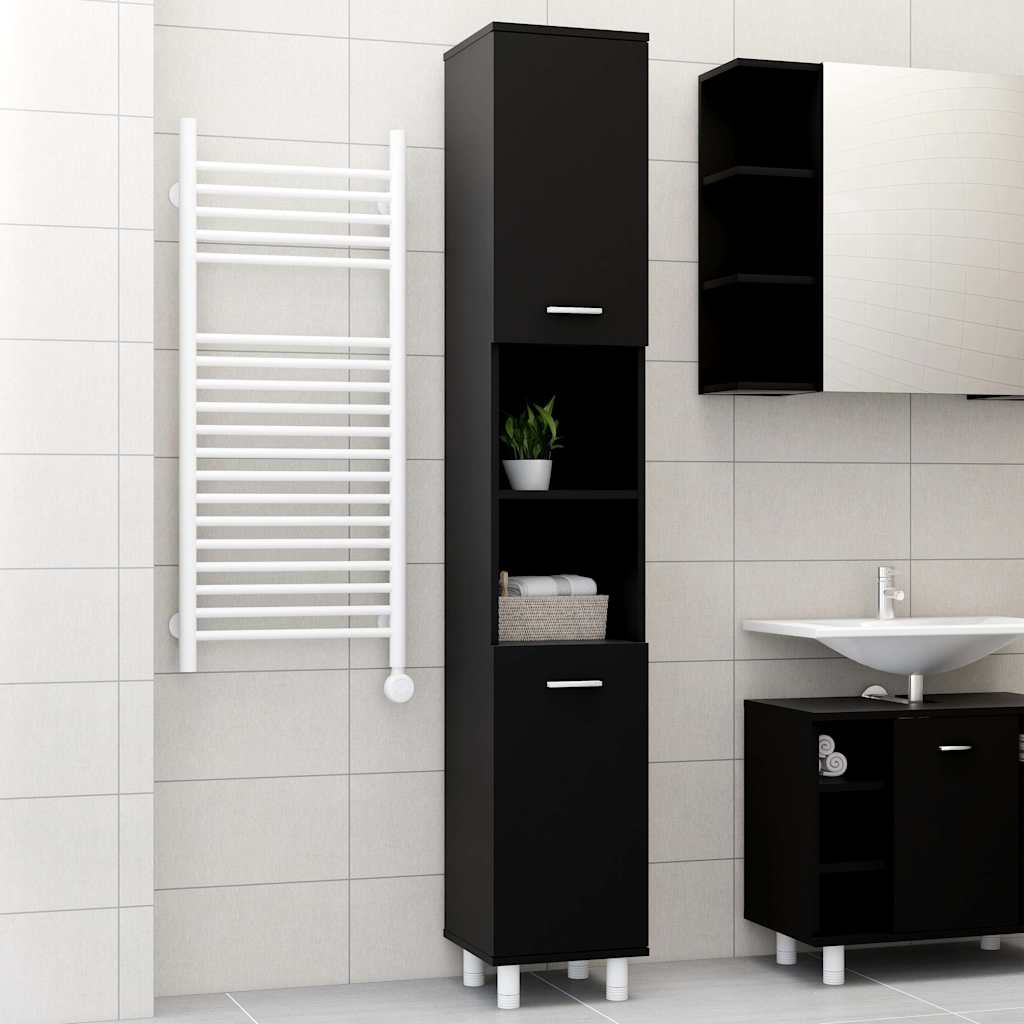 Vidaxl badkamerkast 30x30x179 cm spaanplaat zwart