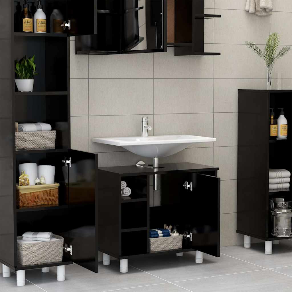 Vidaxl badkamerkast 60x32x53,5 cm bewerkt hout zwart