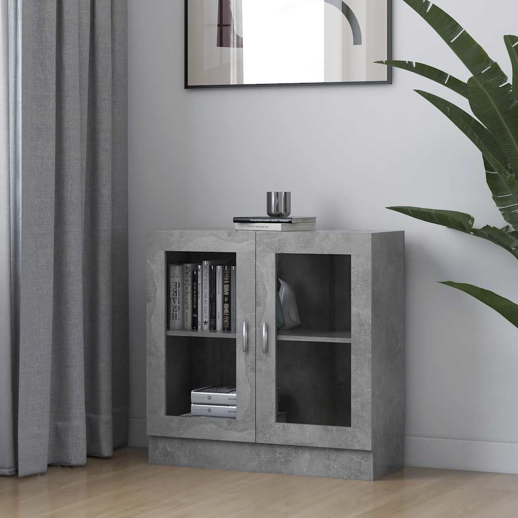 Vidaxl vitrinekast 82,5x30,5x80 cm bewerkt hout betongrijs