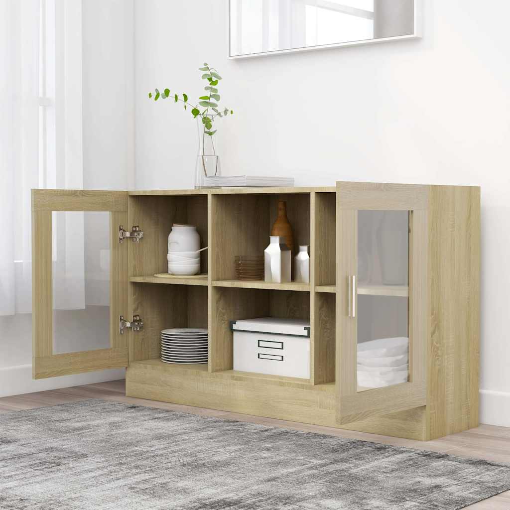 Vidaxl vitrinekast 120x30,5x70 cm bewerkt hout sonoma eikenkleurig