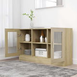 Vidaxl vitrinekast 120x30,5x70 cm bewerkt hout sonoma eikenkleurig