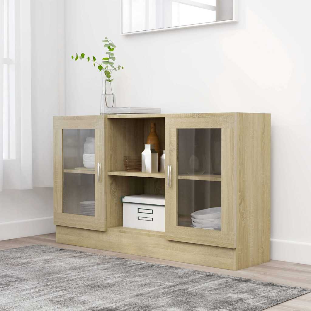 Vidaxl vitrinekast 120x30,5x70 cm bewerkt hout sonoma eikenkleurig