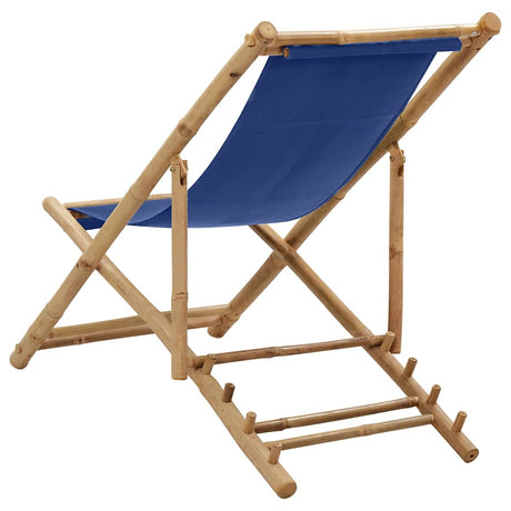 Vidaxl ligstoel bamboe en canvas marineblauw