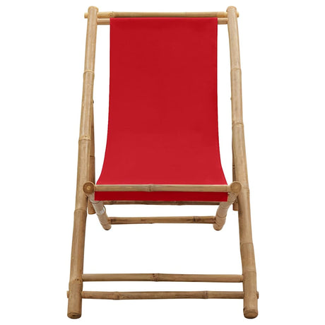 Vidaxl ligstoel bamboe en canvas rood