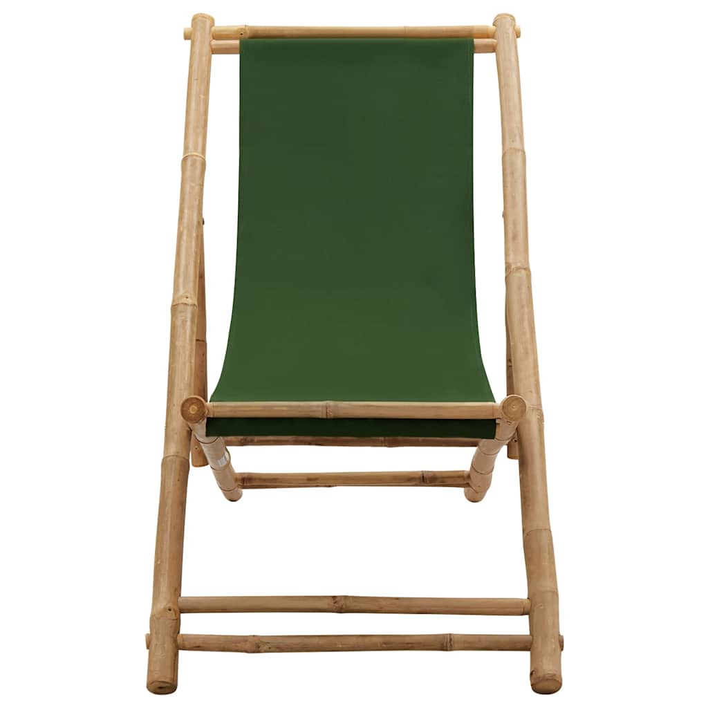 Vidaxl ligstoel bamboe en canvas groen
