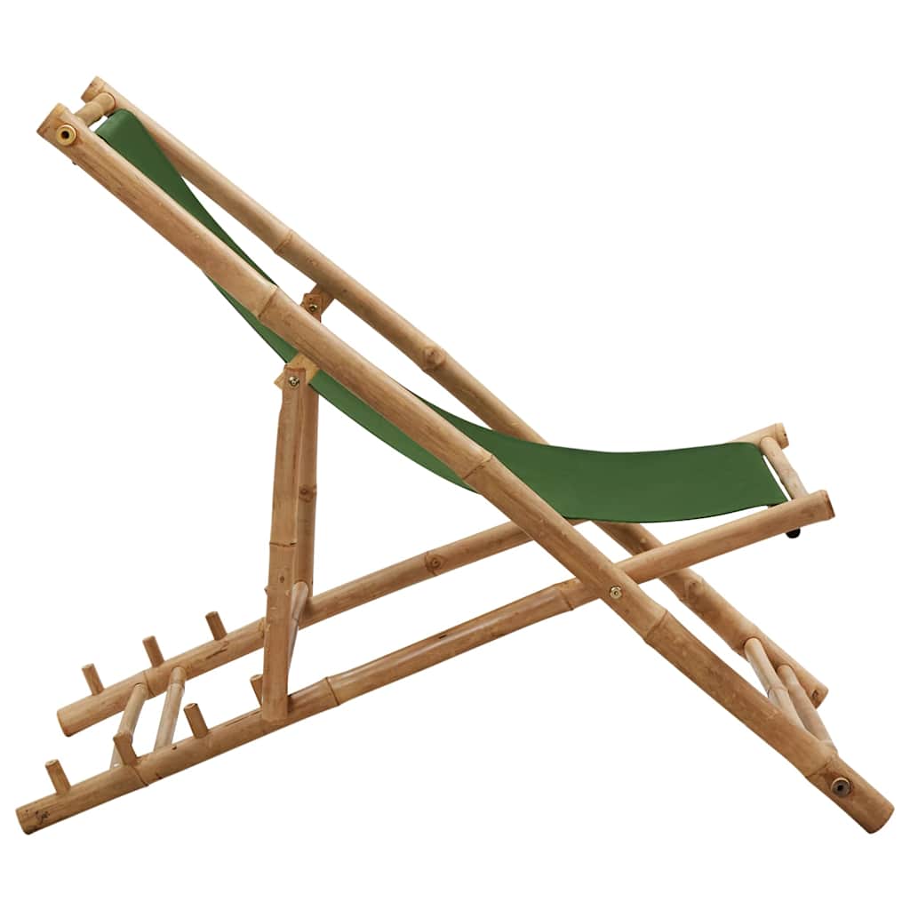 Vidaxl ligstoel bamboe en canvas groen