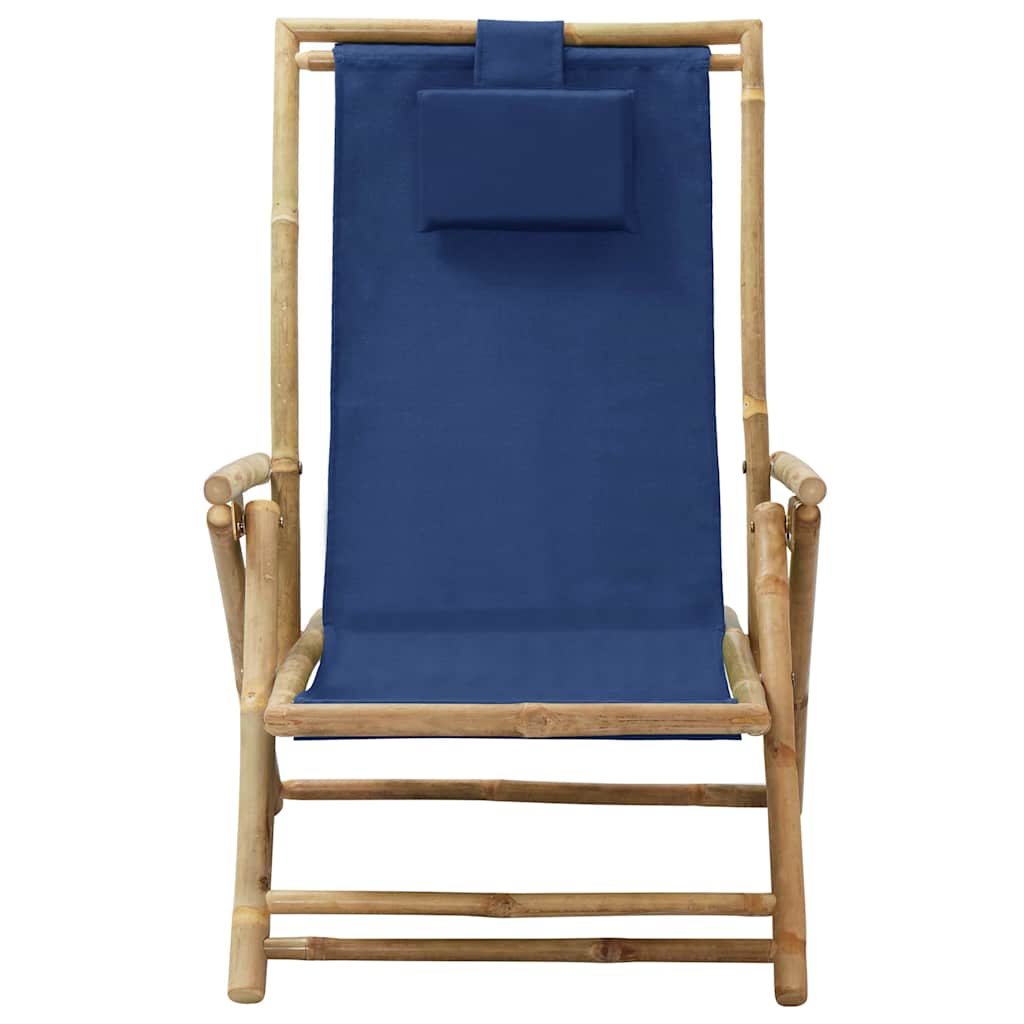 Vidaxl relaxstoel verstelbaar bamboe en stof marineblauw
