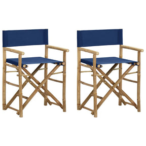 Vidaxl regisseursstoelen 2 st inklapbaar blauw bamboe en stof