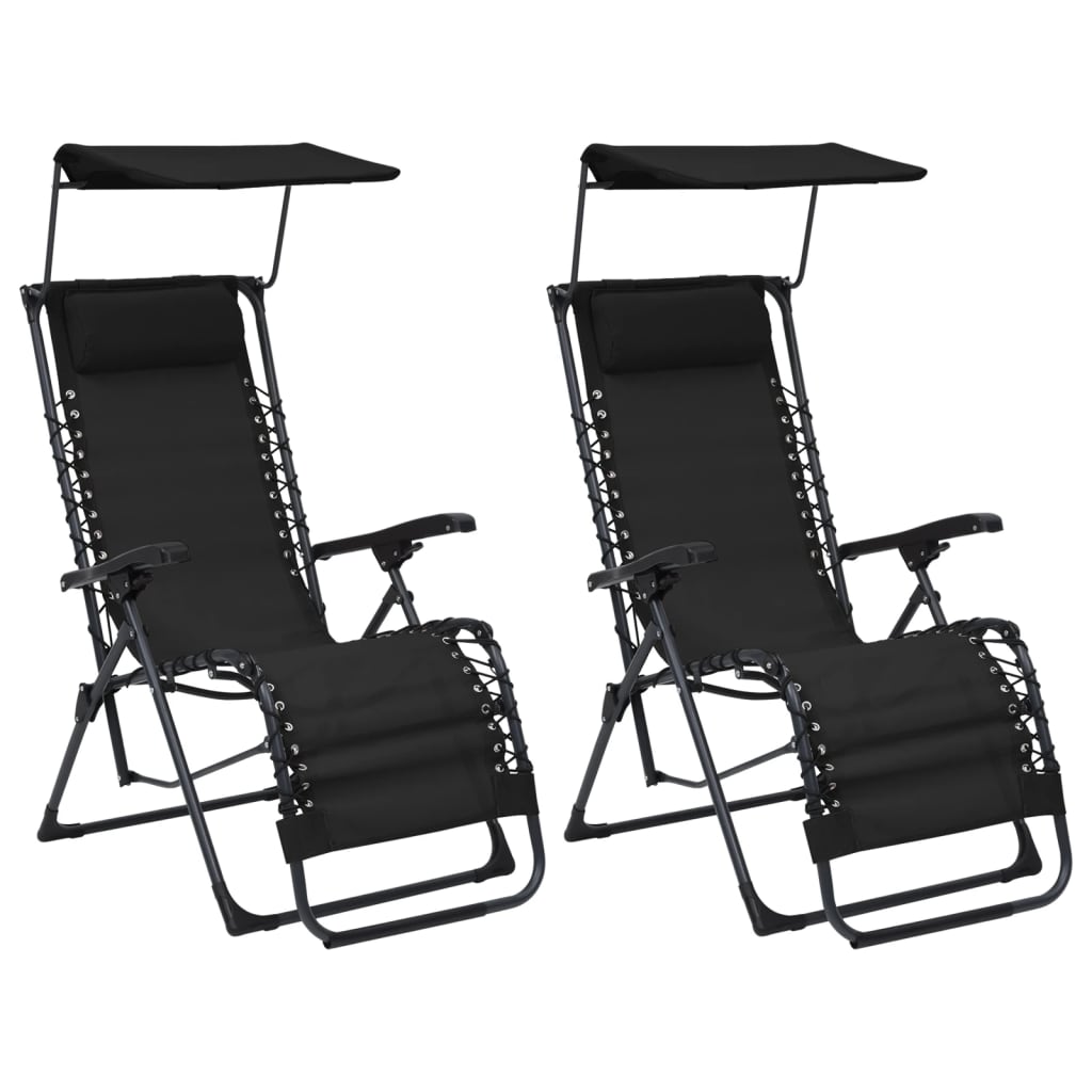 Vidaxl terrasstoelen 2 st inklapbaar textileen zwart