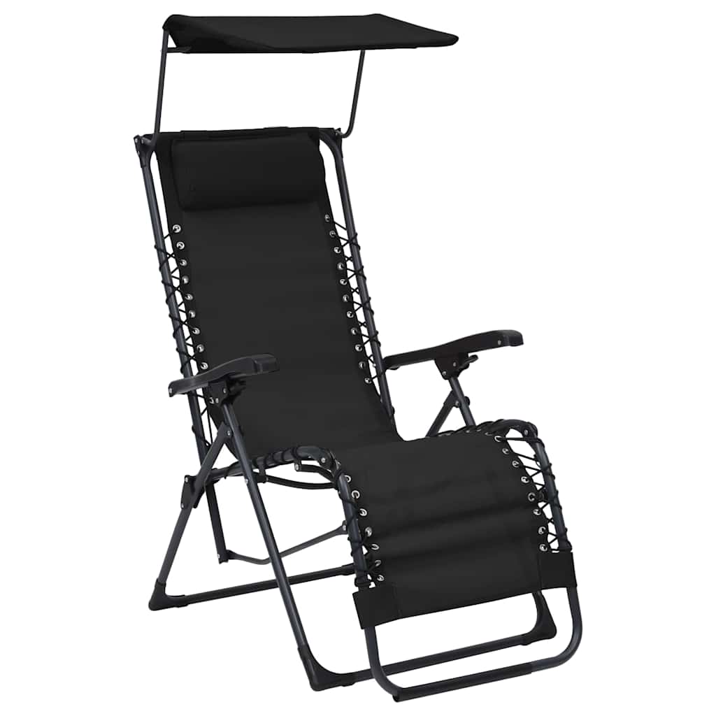 Vidaxl terrasstoelen 2 st inklapbaar textileen zwart