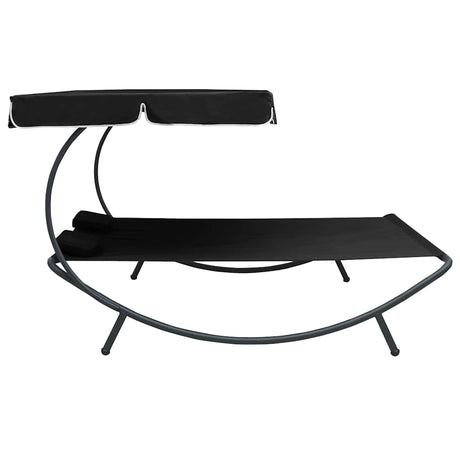 Vidaxl loungebed met luifel en kussens zwart