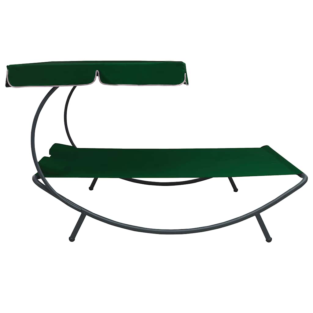 Vidaxl loungebed met luifel en kussens groen