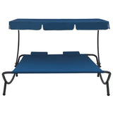 Vidaxl loungebed met luifel en kussens blauw