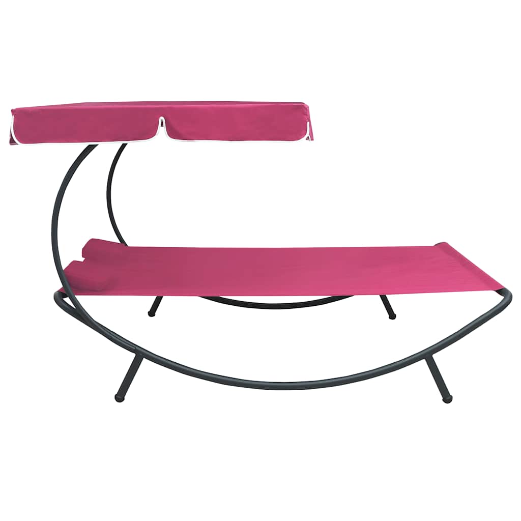 Vidaxl loungebed met luifel en kussens roze