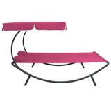 Vidaxl loungebed met luifel en kussens roze