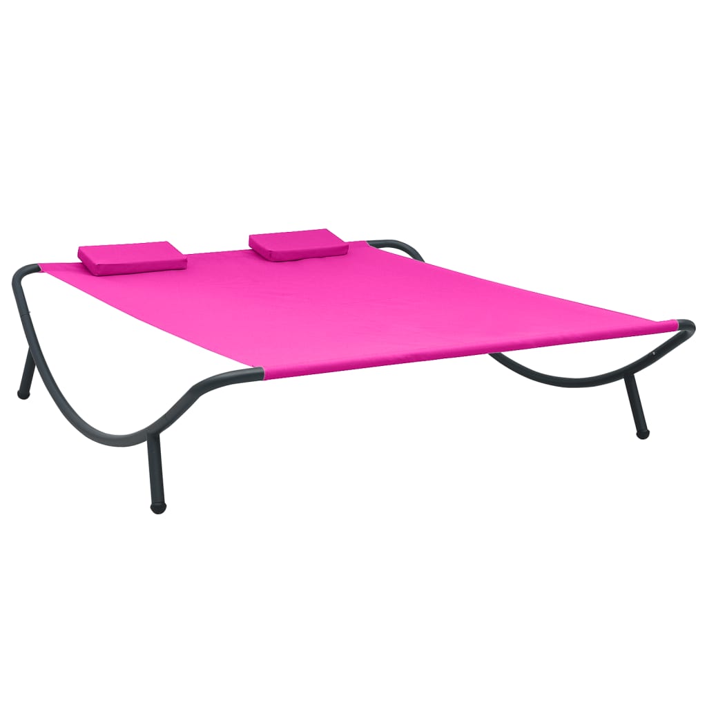 Vidaxl loungebed stof roze